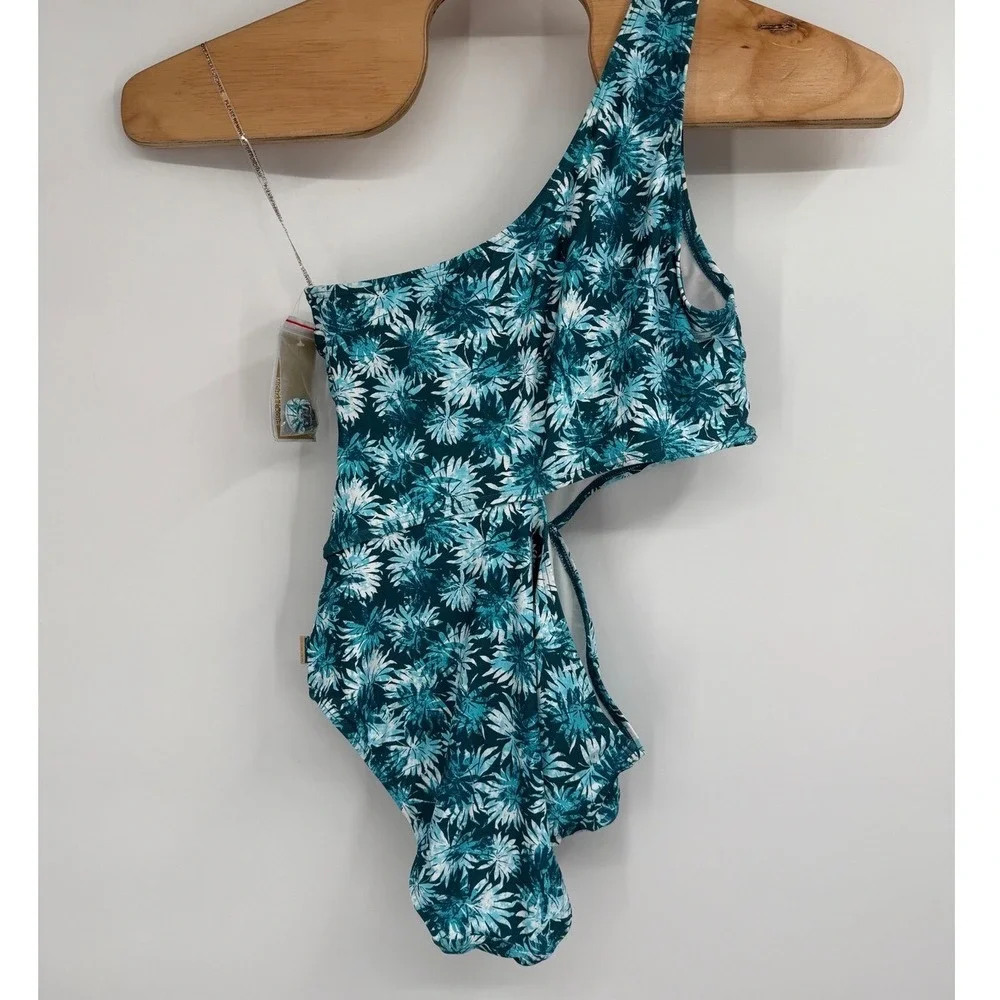 MICHAEL KORS One Piece Swimsuit 440 Turquoise Floral Print‎ Size 14 MRSP $118